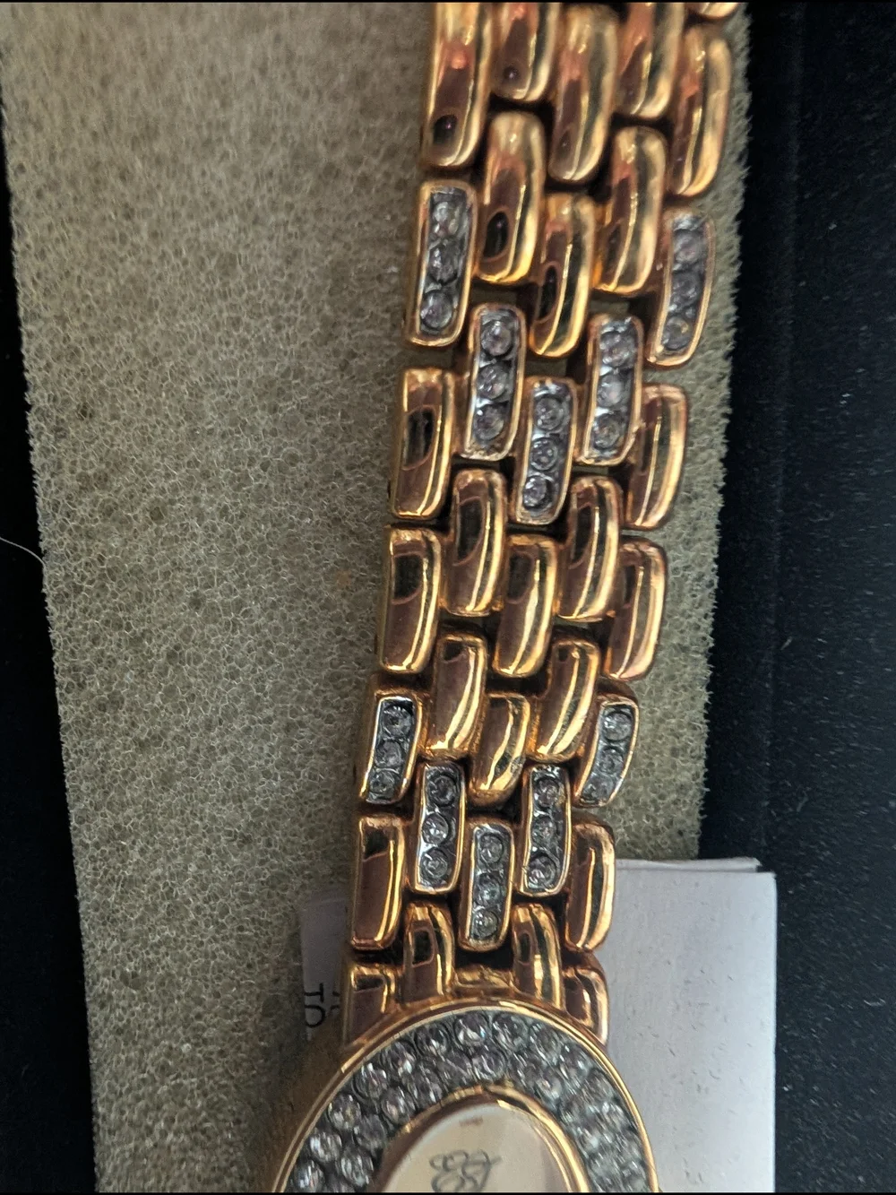 Gold-Tone Women's Oval Crystal-Trim Bracelet Watch